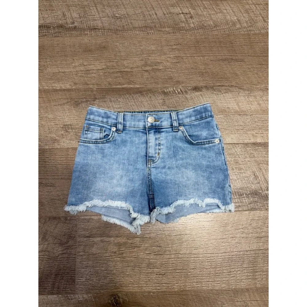 Cat & Jack Girls Light Wash Frayed Hem Denim Jean Shorts Blue Size 8